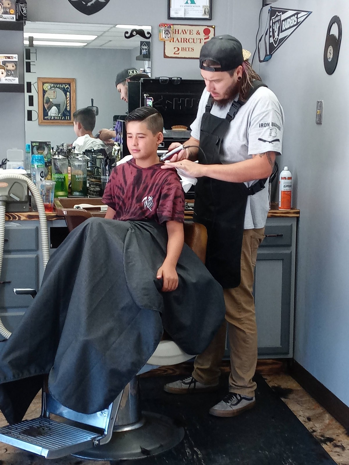 At the barber chair